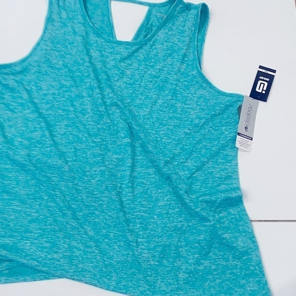 ID IDEOLOGY Women'Essentials Heathered Keyhole-Back Tank Top shirt tropical surf - Picture 5 of 13